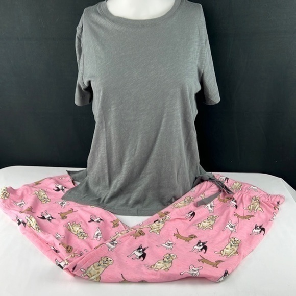 Seeing Stars - *Last One* ‘Doggie’ PJ Set. Pink/Gray. SZ: Small. NWT - Picture 1 of 6